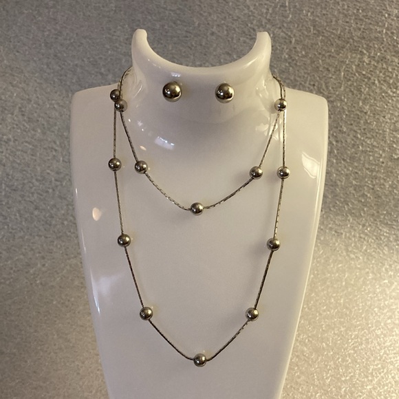 NWOT - 925 Sterling Silver Herringbone Ball Chain & Matching Stud Earrings - Picture 6 of 13